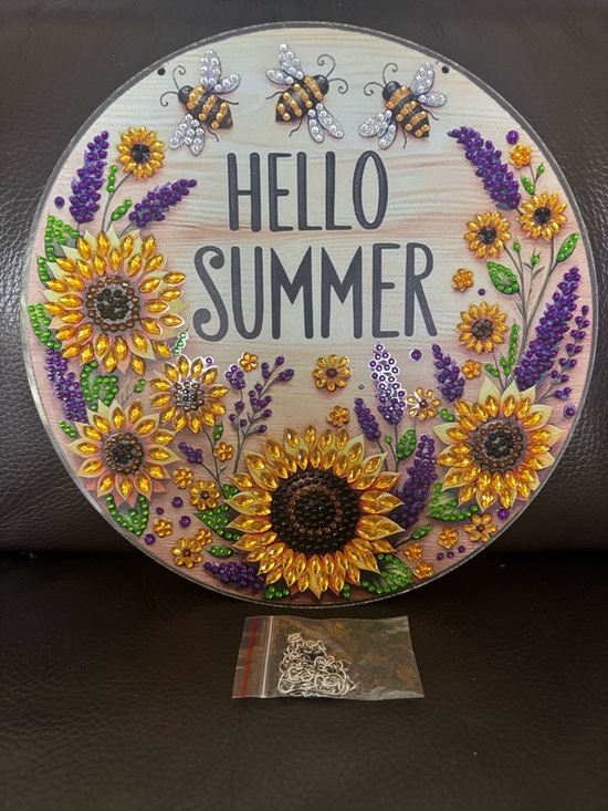 Hand Crafted Other - Hand Crafted Rhinestone Embellished Hello Summer Sunflower Sign  (sealed)